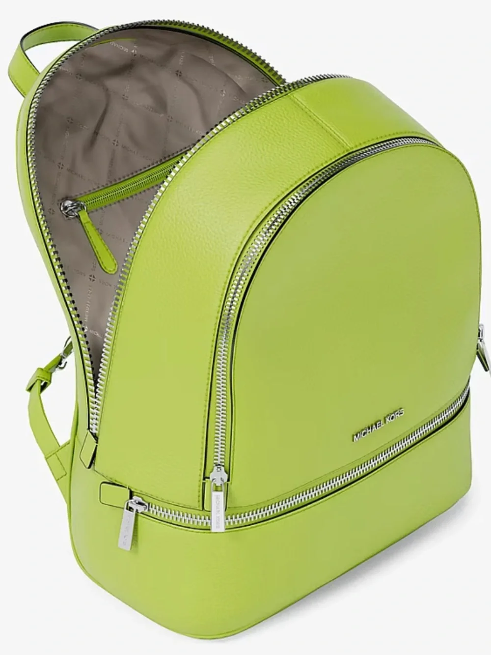 Michael Kors Bright Lime Leather Medium Backpack